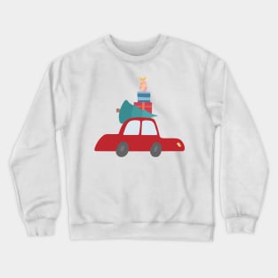 Car with tree and gifts Crewneck Sweatshirt